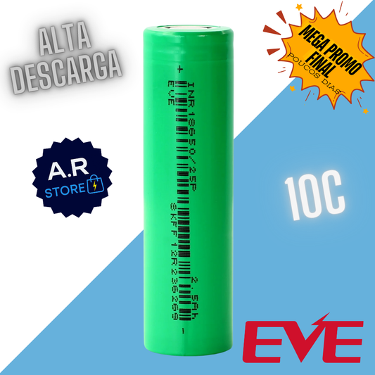 EVE 25P 2500mAh 18650 10C 25A - [PRONTA ENTREGA]