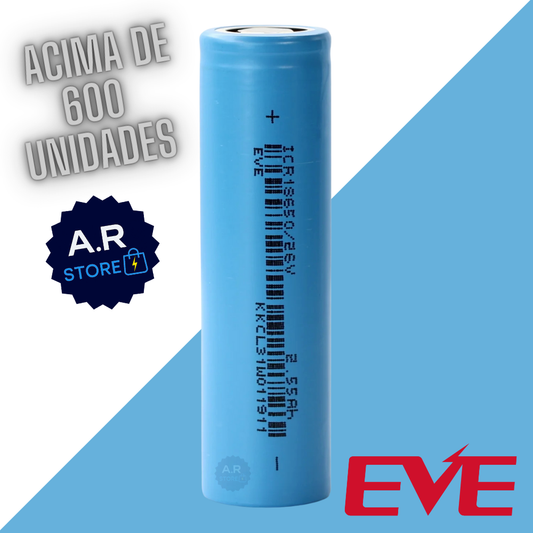 Acima de 600 Células EVE 18650 2600mAh 3C - 1000 Ciclos [PRODUTO ORIGINAL]
